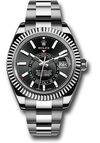 Rolex White Rolesor Sky-Dweller Watch – Black Index Dial – Oyster Bracelet – 326934