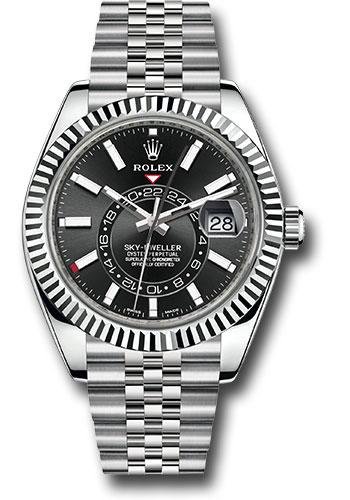 Rolex Oyster Perpetual White Rolesor Sky-Dweller Watch – Black Index Dial – Jubilee Bracelet – 326934