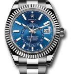 Rolex White Rolesor Sky-Dweller Watch – Blue Index Dial – Oyster Bracelet – 326934