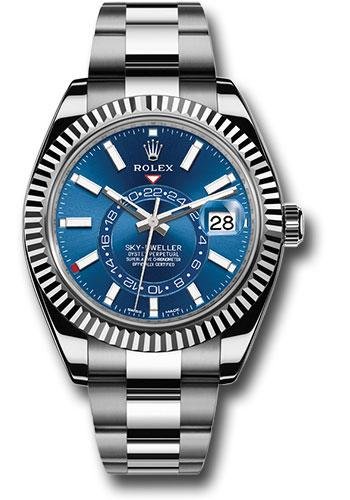 Rolex White Rolesor Sky-Dweller Watch – Blue Index Dial – Oyster Bracelet – 326934