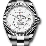 Rolex White Rolesor Sky-Dweller Watch – White Index Dial – Oyster Bracelet – 326934