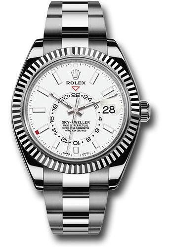Rolex White Rolesor Sky-Dweller Watch – White Index Dial – Oyster Bracelet – 326934