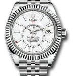 Rolex Oyster Perpetual White Rolesor Sky-Dweller Watch – White Index Dial – Jubilee Bracelet – 326934