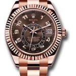 Rolex Everose Gold Sky-Dweller Watch – Chocolate Sunray Arabic Dial – Oyster Bracelet – 326935