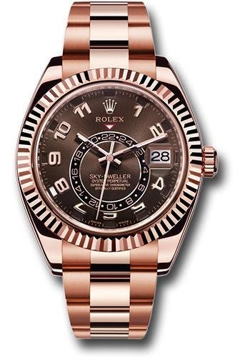 Rolex Everose Gold Sky-Dweller Watch – Chocolate Sunray Arabic Dial – Oyster Bracelet – 326935