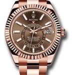 Rolex Everose Gold Sky-Dweller Watch – Chocolate Sunray Index Dial – Oyster Bracelet – 326935