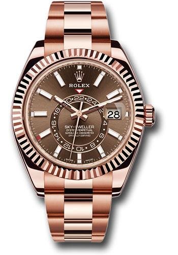 Rolex Everose Gold Sky-Dweller Watch – Chocolate Sunray Index Dial – Oyster Bracelet – 326935