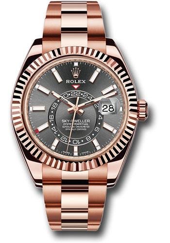 Rolex Everose Gold Sky-Dweller Watch – Dark Rhodium Index Dial – Oyster Bracelet – 326935