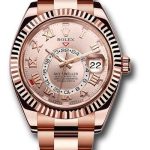 Rolex Everose Gold Sky-Dweller Watch – Sundust Sunray Roman Dial – Oyster Bracelet – 326935
