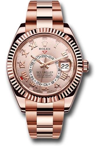 Rolex Everose Gold Sky-Dweller Watch – Sundust Sunray Roman Dial – Oyster Bracelet – 326935