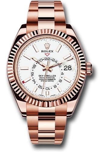 Rolex Everose Gold Sky-Dweller Watch – White Index Dial – Oyster Bracelet – 326935 w