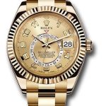 Rolex Yellow Gold Sky-Dweller Watch – Champagne Sunray Arabic Dial – Oyster Bracelet – 326938