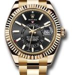 Rolex Yellow Gold Sky-Dweller Watch – Black Index Dial – Oyster Bracelet – 326938