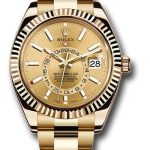 Rolex Yellow Gold Sky-Dweller Watch – Champagne Index Dial – Oyster Bracelet – 326938