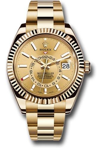 Rolex Yellow Gold Sky-Dweller Watch – Champagne Index Dial – Oyster Bracelet – 326938