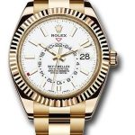 Rolex Yellow Gold Sky-Dweller Watch – White Index Dial – Oyster Bracelet – 326938 w