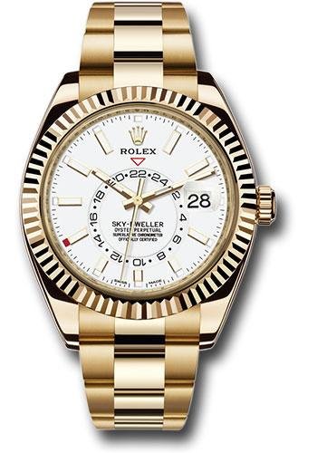 Rolex Yellow Gold Sky-Dweller Watch – White Index Dial – Oyster Bracelet – 326938 w