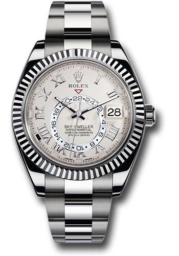 Rolex White Gold Sky-Dweller Watch – Ivory Satin Finish Roman Dial – Oyster Bracelet – 326939