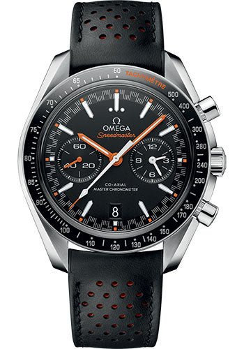 Omega Speedmaster Racing Co-Axial Master Chronograph Watch – 44.25 mm Steel Case – Black Ceramic Bezel – Matt Black Dial – Black Micro-Perforated Leather Strap – 329.32.44.51.01.001