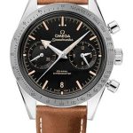 Omega Speedmaster ’57 Omega Co-Axial Chronograph Watch – 41.5 mm Steel Case – Brushed Bezel – Black Dial – Brown Leather Strap – 331.12.42.51.01.002