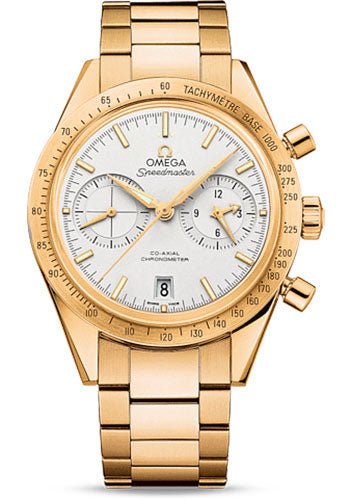 Omega Speedmaster ’57 Omega Co-Axial Chronograph Watch – 41.5 mm Yellow Gold Case – Brushed Bezel – Silver Dial – 331.50.42.51.02.001