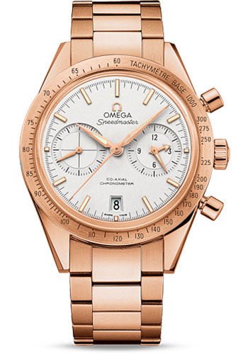 Omega Speedmaster ’57 Omega Co-Axial Chronograph Watch – 41.5 mm Red Gold Case – Brushed Bezel – Silver Dial – 331.50.42.51.02.002