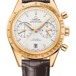 Omega Speedmaster ’57 Omega Co-Axial Chronograph Watch – 41.5 mm Yellow Gold Case – Brushed Bezel – Silver Dial – Brown Leather Strap – 331.53.42.51.02.001