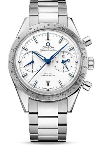 Omega Speedmaster ’57 Omega Co-Axial Chronograph Watch – 41.5 mm Grade 5 Titanium Case – Brushed Bezel – White Dial – 331.90.42.51.04.001