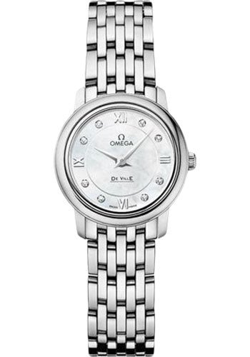 Omega De Ville Prestige Quartz Watch – 24.4 mm Steel Case – Mother-Of-Pearl Diamond Dial – 424.10.24.60.55.001