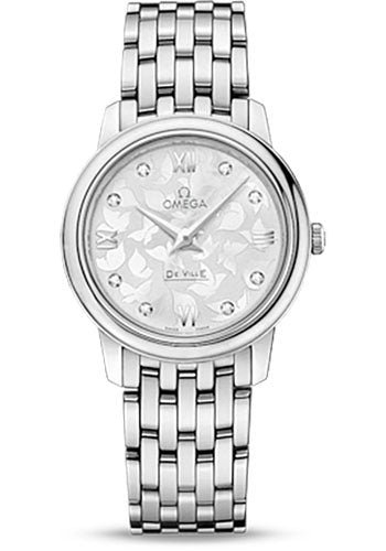 Omega De Ville Prestige Quartz Watch – 27.4 mm Steel Case – Silver Diamond Dial – 424.10.27.60.52.001