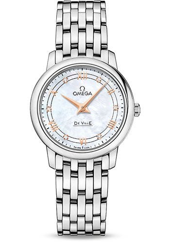 Omega De Ville Prestige Quartz Watch – 27.4 mm Steel Case – White Diamond Dial – 424.10.27.60.55.001