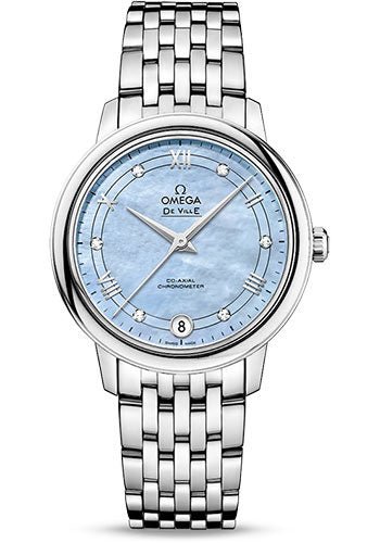 Omega De Ville Prestige Co-Axial Watch – 32.7 mm Steel Case – Blue Diamond Dial – 424.10.33.20.57.001