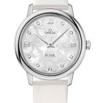 Omega De Ville Prestige Quartz Watch – 32.7 mm Steel Case – Silver Dial – White Satin-Brushed Leather Strap – 424.12.33.60.52.001