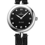 Omega De Ville Prestige Quartz Dewdrop Watch – 27.4 mm Steel Case – Black Dial – Leather Strap – 424.13.27.60.51.001
