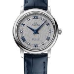 Omega De Ville Prestige Quartz Watch – 27.4 mm Steel Case – Grey Dial – Blue Leather Strap – 424.13.27.60.56.001