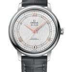 Omega De Ville Prestige Co-Axial Watch – 32.7 mm Steel Case – White Silvery Dial – Grey Leather Strap – 424.13.33.20.52.001