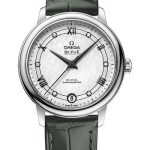 Omega De Ville Prestige Co-Axial Watch – 32.7 mm Steel Case – White Silvery Dial – Hunter Green Leather Strap – 424.13.33.20.52.002