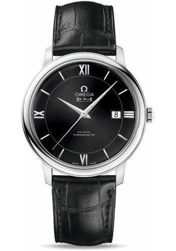 Omega De Ville Prestige Co-Axial Watch – 39.5 mm Steel Case – Black Dial – Black Leather Strap – 424.13.40.20.01.001