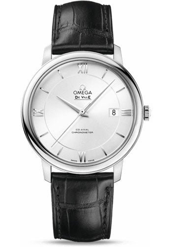 Omega De Ville Prestige Co-Axial Watch – 39.5 mm Steel Case – Silver Dial – Black Leather Strap – 424.13.40.20.02.001
