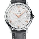 Omega De Ville Prestige Co-Axial Watch – 39.5 mm Steel Case – White Silvery Dial – Grey Leather Strap – 424.13.40.20.02.005