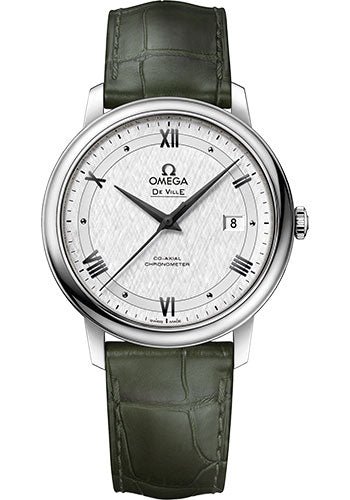 Omega De Ville Prestige Co-Axial Watch – 39.5 mm Steel Case – White Silvery Dial – Leather Strap – 424.13.40.20.02.006