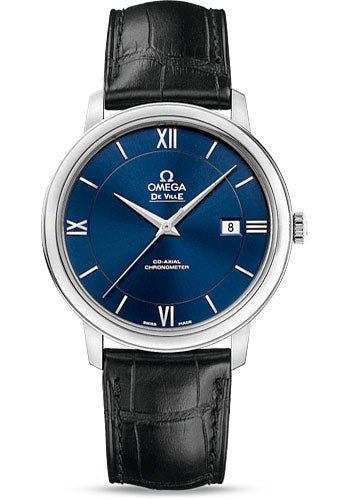 Omega De Ville Prestige Co-Axial Watch – 39.5 mm Steel Case – Blue Dial – Black Leather Strap – 424.13.40.20.03.001