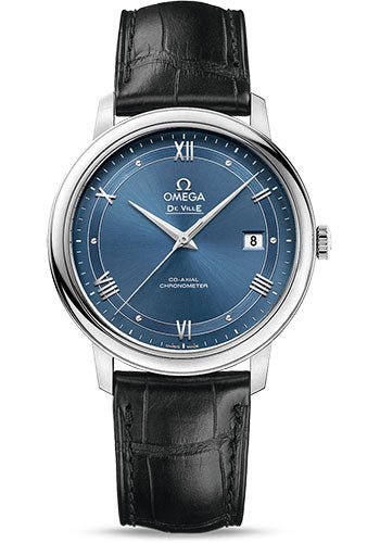 Omega De Ville Prestige Co-Axial Watch – 39.5 mm Steel Case – Blue Dial – Black Leather Strap – 424.13.40.20.03.002