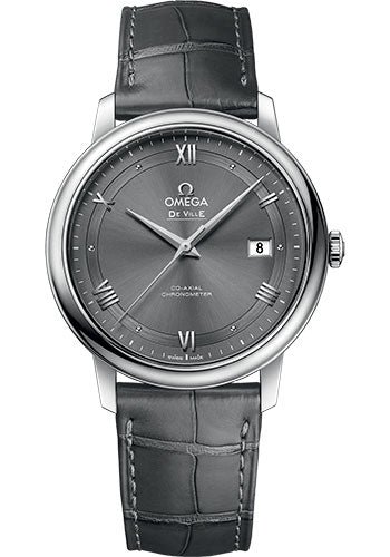 Omega De Ville Prestige Co-Axial Watch – 39.5 mm Steel Case – Grey Dial – Grey Leather Strap – 424.13.40.20.06.001