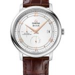 Omega De Ville Prestige Co-Axial Power Reserve Watch – 39.5 mm Steel Case – Silver Dial – Brown Leather Strap – 424.13.40.21.02.002