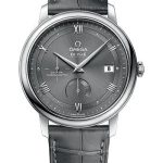 Omega De Ville Prestige Co-Axial Power Reserve Watch – 39.5 mm Steel Case – Grey Dial – Grey Leather Strap – 424.13.40.21.06.001