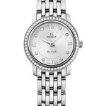 Omega De Ville Prestige Quartz Watch – 24.4 mm Steel Case – Diamond Bezel – Silver Diamond Dial – 424.15.24.60.52.001