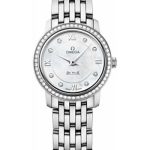 Omega De Ville Prestige Quartz Watch – 24.4 mm Steel Case – Diamond Bezel – Mother-Of-Pearl Diamond Dial – 424.15.24.60.55.001