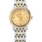 Omega De Ville Prestige Quartz Watch – 24.4 mm Steel And Yellow Gold Case – Champagne Diamond Dial – 424.20.24.60.58.001