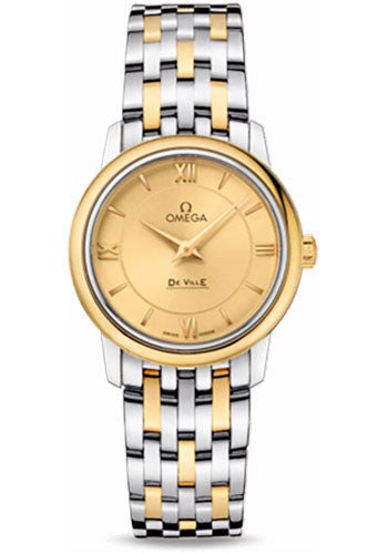 Omega De Ville Prestige Quartz Watch – 27.4 mm Steel And Yellow Gold Case – Champagne Dial – 424.20.27.60.08.001